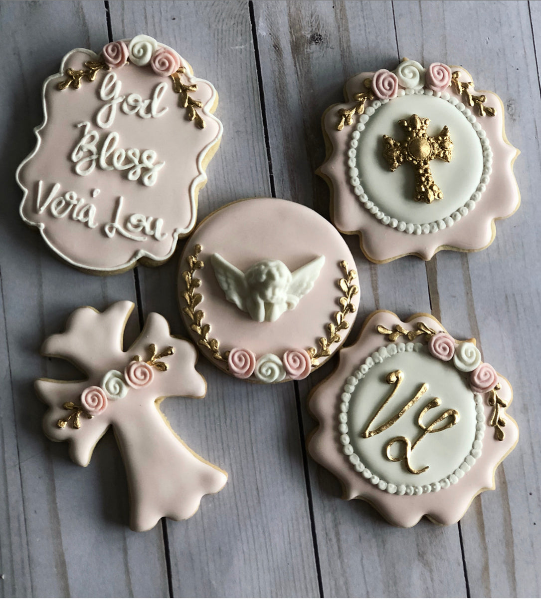 Angel honey cookie, baptism discount cookie, your text, personalization 12 pieces.