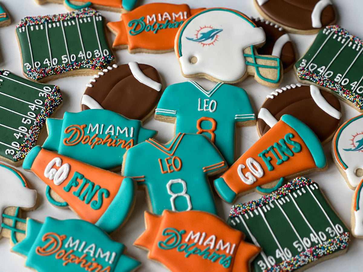 Dolphin Football theme cookies – Luli Sweet Shop