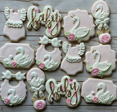 Swan Baby shower cookies