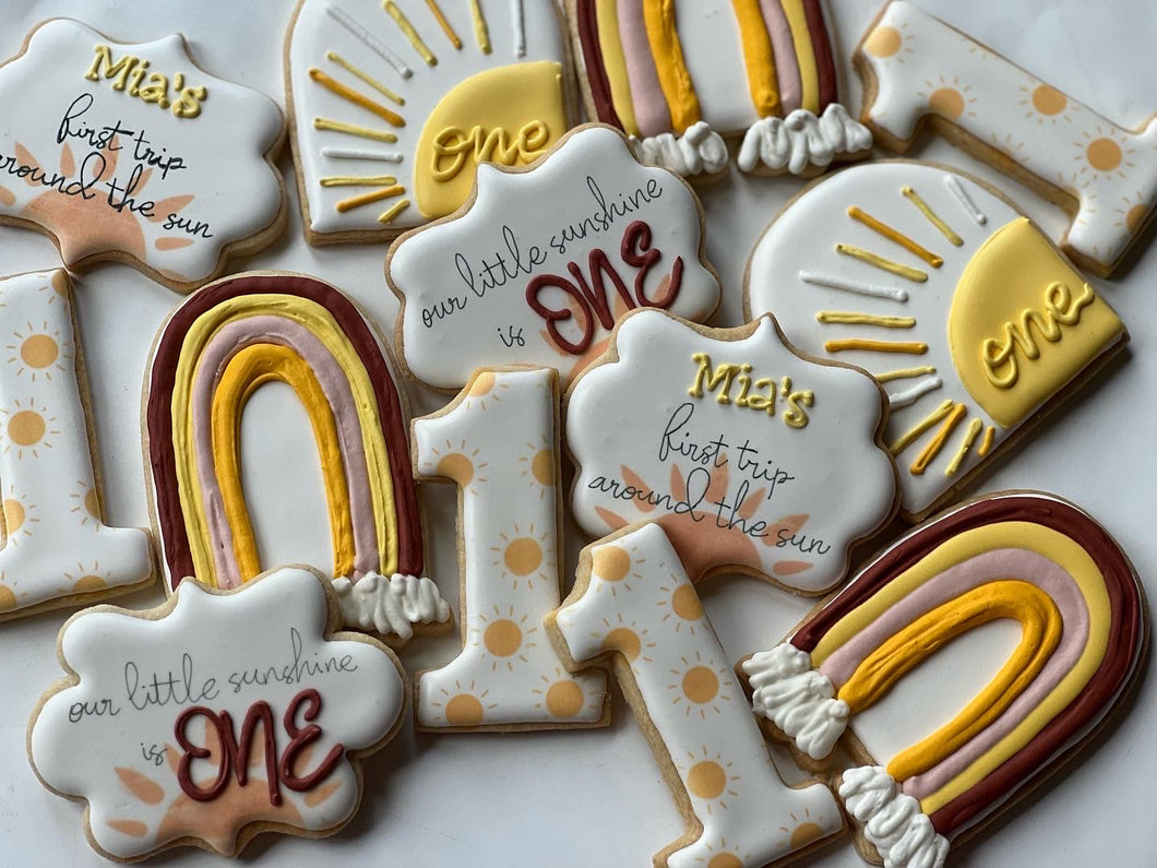 One year old Sun Theme Cookies