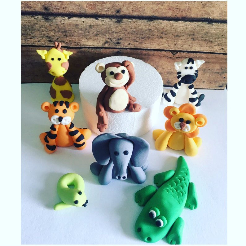 Buy Safari Cake Topper Fondant With Leaves Bundle, Cute Female Animals  Edible Cake Decorations for Baby Girls and Kids Birthday Party Online in  India - Etsy