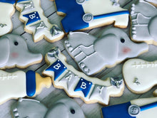 Load image into Gallery viewer, Elephant theme Baby shower cookies