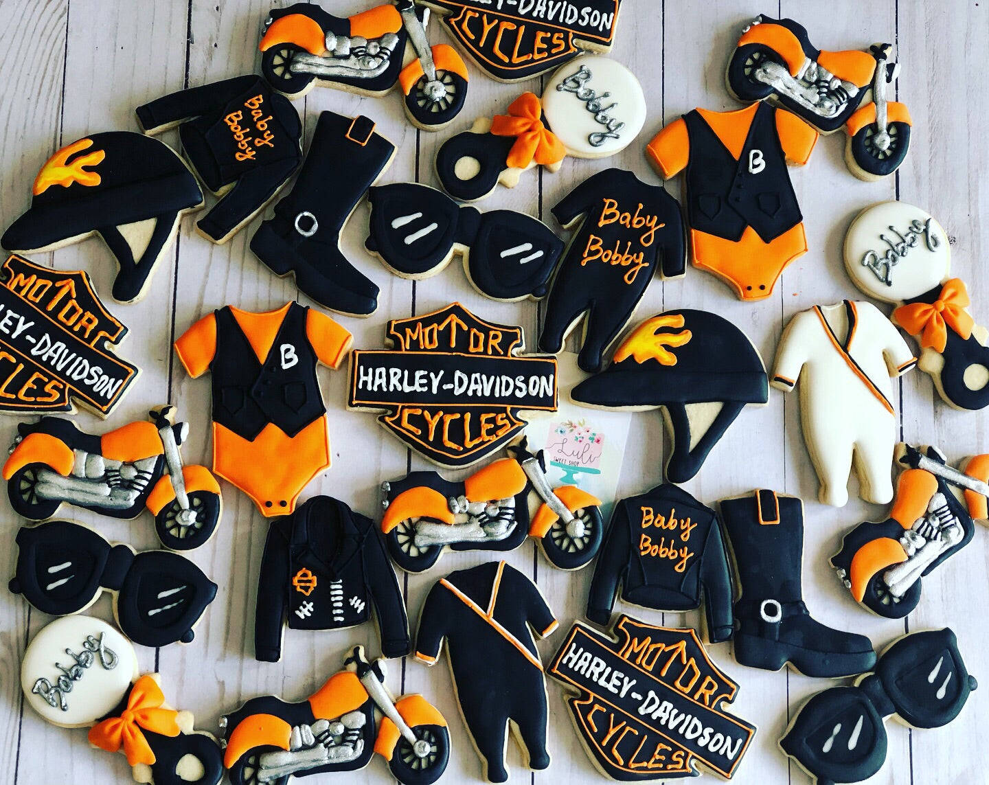 Harley Davidson baby shower cookies Luli Sweet Shop